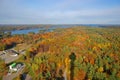 Aerial view of Thousand Islands in fall, New York, USA Royalty Free Stock Photo