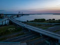 Aerial view of the Throgs Neck Bridge, New York City, at dawn Royalty Free Stock Photo