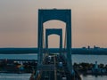 Aerial view of the Throgs Neck Bridge, New York City, at dawn Royalty Free Stock Photo