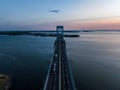 Aerial view of the Throgs Neck Bridge, New York City, at dawn Royalty Free Stock Photo