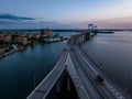 Aerial view of the Throgs Neck Bridge, New York City, at dawn Royalty Free Stock Photo