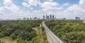 Aerial view of Thu Thiem Peninsula with development buildings, view from Chau Tho Tren Cao street to District 1 with Bitextco Royalty Free Stock Photo