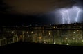 Aerial view of a thunder storm over the city Royalty Free Stock Photo