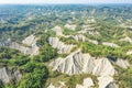 Aerial view of Tianliao Moon World. volcano mud and limestone area. Kaohsiung. Taiwan