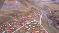 Aerial view of Tibetan Monastery and small village