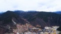 Aerial view of Tibetan Mountaineous Town of Baiyu