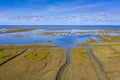 Aerial view Tidal Marshland national park Waddensea Royalty Free Stock Photo
