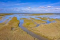 Aerial view Tidal Marshland Waddensea Royalty Free Stock Photo