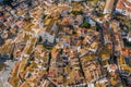 Aerial view of tiled roofs of Cadaques Spain. View from above. Sunny day in Spain.