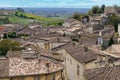 Aerial view of the tiled rooftops in Saint Emilion pretty town, France Royalty Free Stock Photo