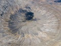 Aerial view of Timanfaya, national park, Caldera Blanca, interior of the crater. Lanzarote, Canary Islands, Spain Royalty Free Stock Photo