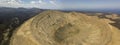 Aerial view of Timanfaya, national park, Caldera Blanca, panoramic view of volcanoes. Lanzarote, Canary Islands, Spain Royalty Free Stock Photo