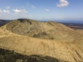 Aerial view of Timanfaya, national park, Caldera Blanca, panoramic view of volcanoes. Lanzarote, Canary Islands, Spain Royalty Free Stock Photo