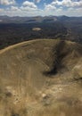 Aerial view of Timanfaya, national park, Caldera Blanca, panoramic view of volcanoes. Lanzarote, Canary Islands, Spain Royalty Free Stock Photo