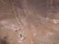 Aerial view of Timanfaya, national park, panoramic view of volcanoes. Crater. Lanzarote, Canary Islands, Spain Royalty Free Stock Photo