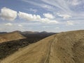 Aerial view of Timanfaya, national park, panoramic view of volcanoes. . Lanzarote, Canary Islands, Spain Royalty Free Stock Photo