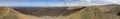 Aerial view of Timanfaya, national park, panoramic view of volcanoes. . Lanzarote, Canary Islands, Spain Royalty Free Stock Photo