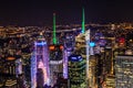 Aerial View From Times Square Illuminated Buildings and Towers in Manhattan. Famous New York City Skyline Royalty Free Stock Photo