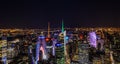 Aerial View From Times Square Illuminated Buildings and Towers in Manhattan. Famous New York City Skyline. Royalty Free Stock Photo