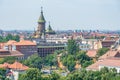 Aerial view of Timisoara with Metropolitan orthodox cathedral, Romania