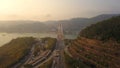 Aerial view of Ting Kau Bridge. Highways in Hong kong with structure of suspension architecture in transportation and travel Royalty Free Stock Photo