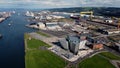 Aerial view of Titanic Centre Titanic Quarter in Belfast Northern Ireland Royalty Free Stock Photo