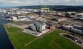 Aerial view of Titanic Centre Titanic Quarter in Belfast Northern Ireland Royalty Free Stock Photo