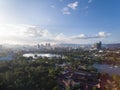 Aerial view of Titiwangsa lake with evening sunlight Royalty Free Stock Photo