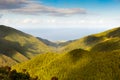 Aerial view to the Atlantic ocean over mountains