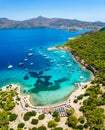 Aerial view to the beach of Moni island, Greece Royalty Free Stock Photo