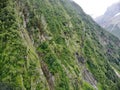 Aerial view to the beautiful mountain landscape. A panorama from the drone. Dombai Russia Royalty Free Stock Photo