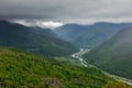 Aerial view to Bolshoy Zelenchuk river valley