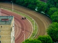 Aerial view to Central Moscow hippodrome racecourse