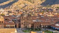 Aerial view to the church of the Society of Jesus, and Plaza De Armas Cuzco, Peru Royalty Free Stock Photo