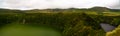 Aerial view to Comprida and Negra lakes , Flores island , Azores. Portugal Royalty Free Stock Photo