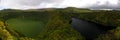 Aerial view to Comprida and Negra lakes , Flores island , Azores. Portugal Royalty Free Stock Photo