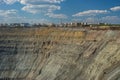 Aerial view to the diamond open mine in Mirniy, Sakha Yakutia, north of Russia