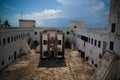 Aerial view to Elmina castle and fortress with church , Ghana