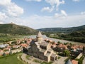 Aerial view to Svetitskhoveli Orthodox Cathedral and historical town Mtskheta, near Tbilisi, Georgia Royalty Free Stock Photo