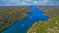 Aerial view to fjord Lim in Istria, Croatia, summertime outdoor background