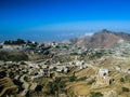 Aerial view to Hajjah city and Haraz mountain Yemen