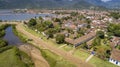Aerial view to historic town Paraty and harbour, Unesco World Heritage, Brazil Royalty Free Stock Photo