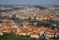 Aerial view to the historical center of Prague, Czech republic Royalty Free Stock Photo