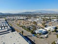 Aerial view to industrial zone and company storage warehouse in RIverside Royalty Free Stock Photo