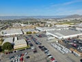 Aerial view to industrial zone and company storage warehouse in RIverside Royalty Free Stock Photo