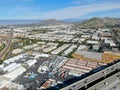 Aerial view to industrial zone and company storage warehouse in RIverside Royalty Free Stock Photo