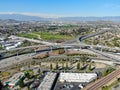 Aerial view to industrial zone and company storage warehouse in RIverside Royalty Free Stock Photo