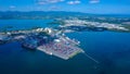 Aerial View to the Industrial zone of Pointe-Ã -Pitre city, Guadeloupe Royalty Free Stock Photo