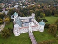 Aerial view to Krasicki Palace in Krasiczyn, Poland