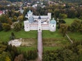 Aerial view to Krasicki Palace in Krasiczyn, Poland